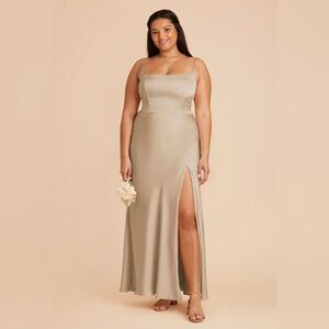 NWT Birdy Grey Mai XL neutral champagne matte satin bridesmaid dress prom formal
